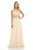 Lenovia - 8121 Crystal Beaded Illusion Bateau Chiffon A-line Dress In Neutral