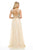 Lenovia - 8121 Crystal Beaded Illusion Bateau Chiffon A-line Dress In Neutral