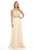 Lenovia - 8122 Crystal Beaded Halter Chiffon A-line Dress In Neutral and Gold