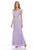 Lenovia - 5131 Floral Lace Cap Sleeves Evening Dress In Purple