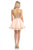 Lenovia - 8015 Gold Lace Appliqued Keyhole Cutout A-Line Dress In Pink