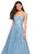 La Femme - 27819 Floral Embroidered V-Neck A-Line Gown In Blue