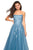 La Femme - 27330 Floral Applique Strapless Tulle Ballgown In Blue