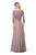 La Femme - 27153 Sheer Lace Quarter Sleeves Empire Waist Chiffon Gown