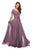 La Femme - 27098 Embordered Lace Bodice Chiffon A- Line Gown In Purple