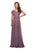 La Femme - 27098 Embordered Lace Bodice Chiffon A- Line Gown In Purple