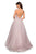 La Femme - 27475 Lace Applique Deep V-neck Tulle Ballgown In Purple