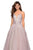 La Femme - 27475 Lace Applique Deep V-neck Tulle Ballgown In Purple
