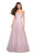 La Femme - 27608 Rhinestone Embellished V-Neck Gown In Purple