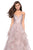 La Femme - Lace Embellished V-Neck Ruffled Dress 27579 - 1 pc Dusty Mauve In Size 2 Available