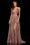 Sherri Hill - 52977 Long Surplice V-Neck High Slit Dress In Red and Silver