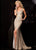 SCALA - Bedazzled Deep V-Neck Sheath Dress E01017 In Neutral