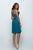 Milano Formals - Floral Accented Strapless A-Line Dress in Blue and Green