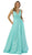 Nox Anabel - E156 Sleeveless Illusion Panel V Neck A-Line Gown In Green