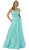 Nox Anabel - E156P Deep V-neck Pleated A-line Dress In Green