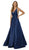 Nox Anabel - E156 Sleeveless Illusion Panel V Neck A-Line Gown In Blue