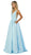 Nox Anabel - E156 Sleeveless Illusion Panel V Neck A-Line Gown In Blue