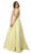 Nox Anabel - E156P Deep V-neck Pleated A-line Dress In Yellow