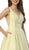 Nox Anabel - E156 Sleeveless Illusion Panel V Neck A-Line Gown In Yellow