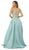 Nox Anabel - E161 Sleeveless Sweetheart Crop top Two-Piece A-Line Gown In Blue and Green