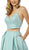 Nox Anabel - E161 Sleeveless Sweetheart Crop top Two-Piece A-Line Gown In Blue and Green