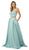 Nox Anabel - E161 Sleeveless Sweetheart Crop top Two-Piece A-Line Gown In Blue and Green