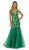 Nox Anabel - E185 Sleeveless V Neck Beaded Lace Tulle Mermaid Gown In Green
