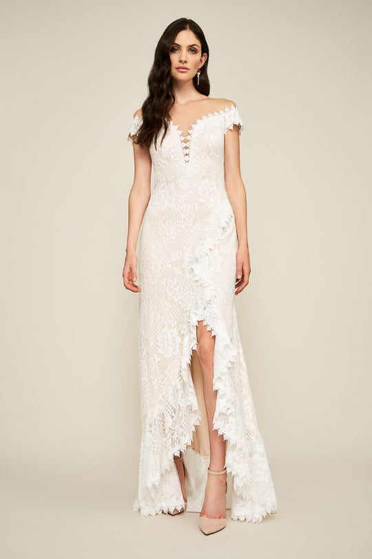 Tadashi Shoji - Lace Illusion Neck Sheath Dress In White