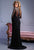 Terani Couture - Long Sleeved Jewel Neck Sheath Dress E2162W in Black
