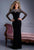 Terani Couture - Long Sleeved Jewel Neck Sheath Dress E2162W in Black