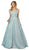 Nox Anabel - E228 Sleeveless V-neck Pleated Ballgown In Blue