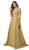 Nox Anabel - Sleeveless V-neck Pleated Ballgown E228 in Gold