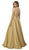 Nox Anabel - E228 Sleeveless V-neck Pleated Ballgown In Gold