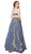 Nox Anabel - E245 Sleeveless Midriff Cutout Metallic Ballgown In Blue