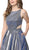 Nox Anabel - E245 Sleeveless Midriff Cutout Metallic Ballgown In Blue