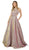 Nox Anabel - E245 Sleeveless Midriff Cutout Metallic Ballgown In Pink and Gold