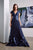 Tadashi Shoji - Cap Sleeve Scalloped V-Neck Appliqued Gown In Blue