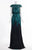 Tadashi Shoji - Bateau Neckline Cap Sleeves Sequined Gown In Green and Black