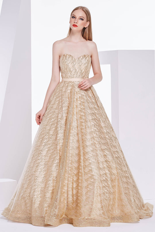 Jadore - J14008 Glitter Tulle Sweetheart Ballgown In Nude