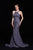 Jadore - J12002 Allover Lace Backless Ruffle Accent Mermaid Gown In Gray and Blue