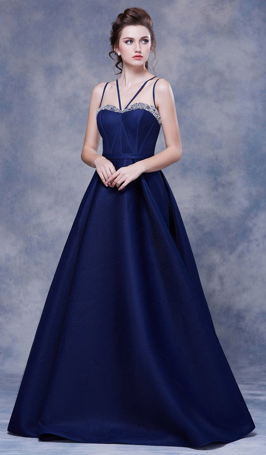 Jadore - J13056 Corset Sweetheart Pleated Ballgown In Blue