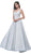 Jadore - J11311 Sleeveless V Neck Glitter Tulle Ballgown In Silver