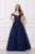 Jadore - J12036 Off Shoulder Sweetheart Neckline A-Line Tulle Gown In Blue