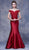 Jadore - J13058 Beaded Off-Shoulder Trumpet Gown In Red