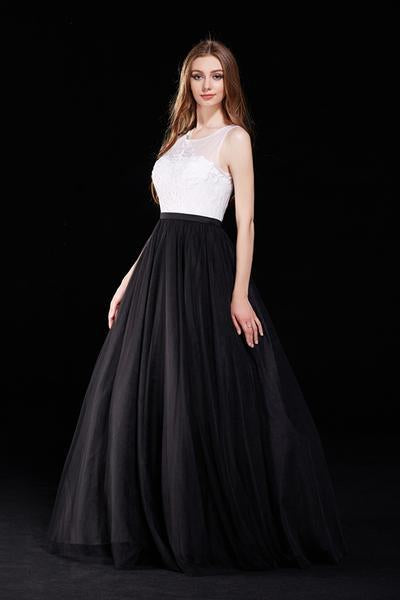 Jadore - J12021 Embroidery Lace Applique Sleeveless Tulle Ballgown In Black