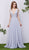 Jadore - J13068 Plunging V-Neck Embellished Waist Gown In Silver