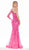 Ashley Lauren - 1432 Beaded One Shoulder Sleeve Dress In Pink