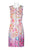 Elie Tahari - E6033607 Multi-Print Jewel Neck Sheath Dress In Pink and Multi-Color