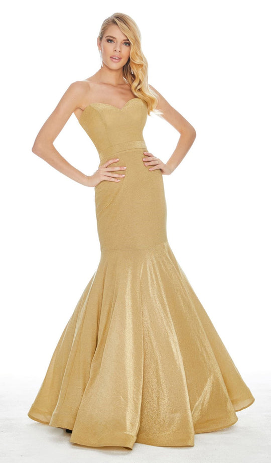 Ashley Lauren - 1487 Metallic Sweetheart Bodice Trumpet Gown In Gold