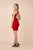 Nox Anabel - E697 Beaded Halter Sheath Cocktail Dress In Red